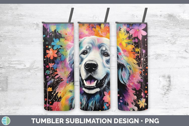 Neon Great Pyrenees Tumbler Sublimation 20 oz Skinny Tumbler