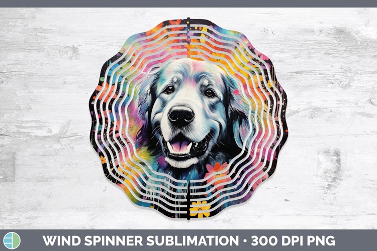 Neon Great Pyrenees Wind Spinner Sublimation Spinner Designs