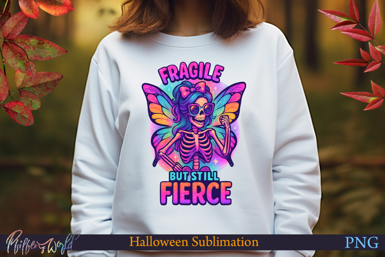 Neon Halloween Sublimation Design | fragile but still fierce