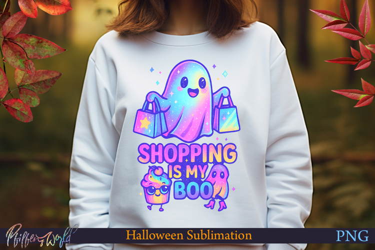 Neon Halloween Sublimation Design | shopping is my boo