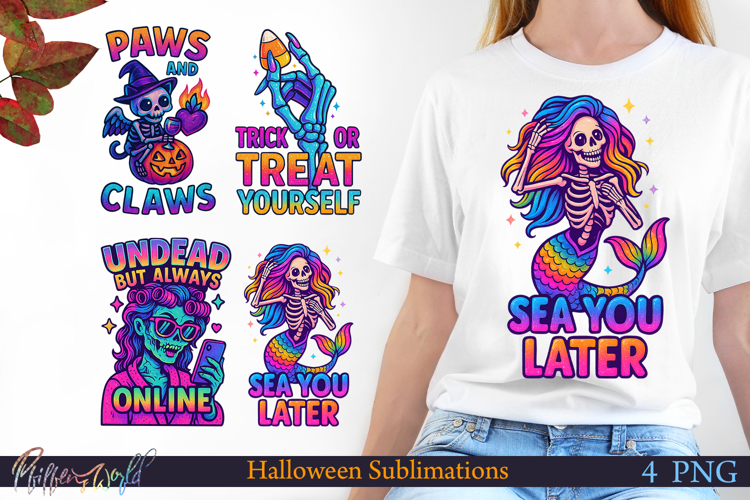 Neon Halloween Sublimation Designs | sea you later