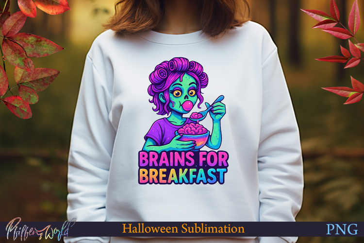 Neon Halloween Sublimation Design | brains for breakfast