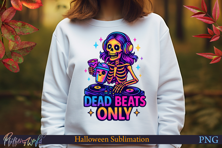 Neon Halloween Sublimation Design | dead beats only
