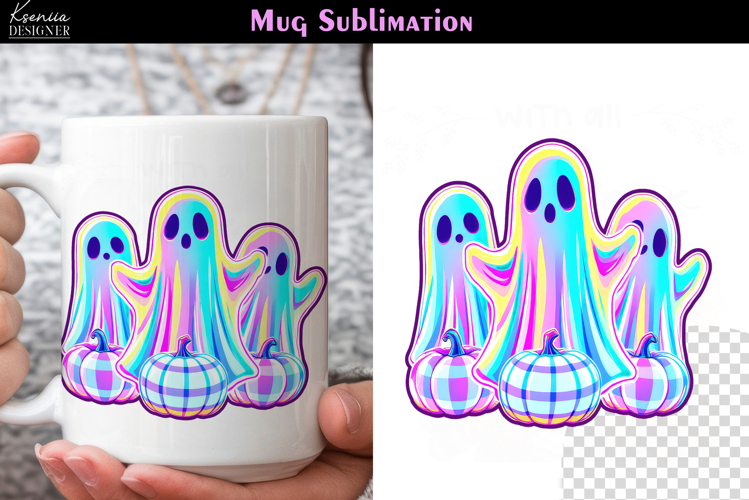 Cute Halloween Ghost | Iridescent Neon Halloween Coffee Mug