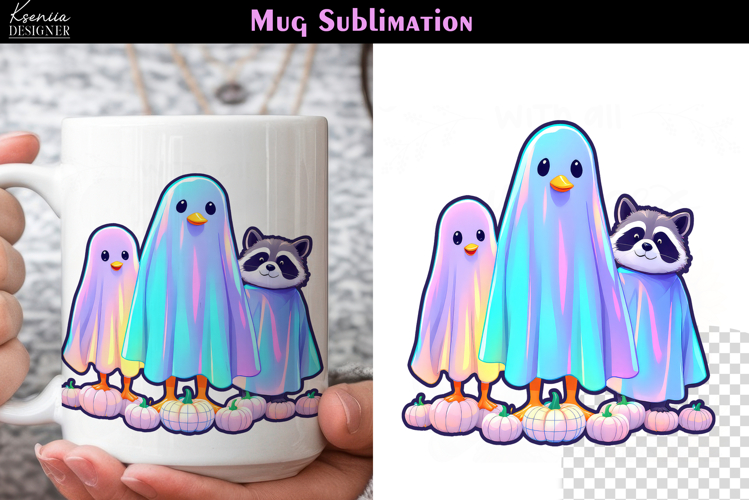 Cute Halloween Ghost | Iridescent Neon Halloween Coffee Mug