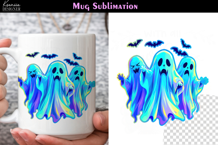 Cute Halloween Ghost | Iridescent Neon Halloween Coffee Mug