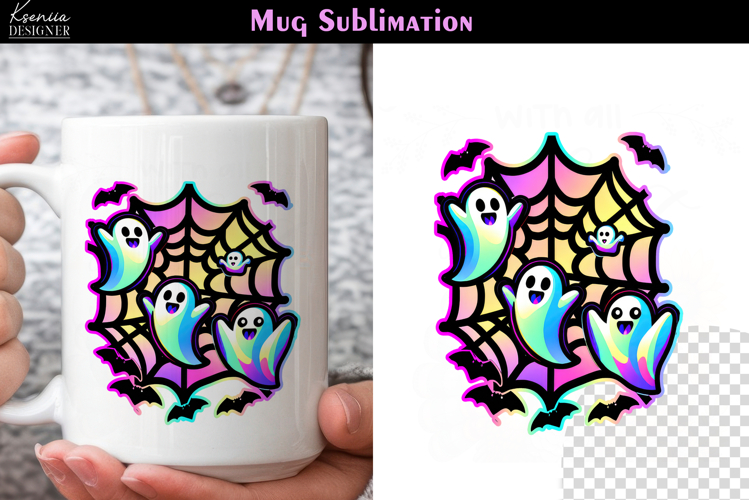 Cute Halloween Ghost | Iridescent Neon Halloween Coffee Mug