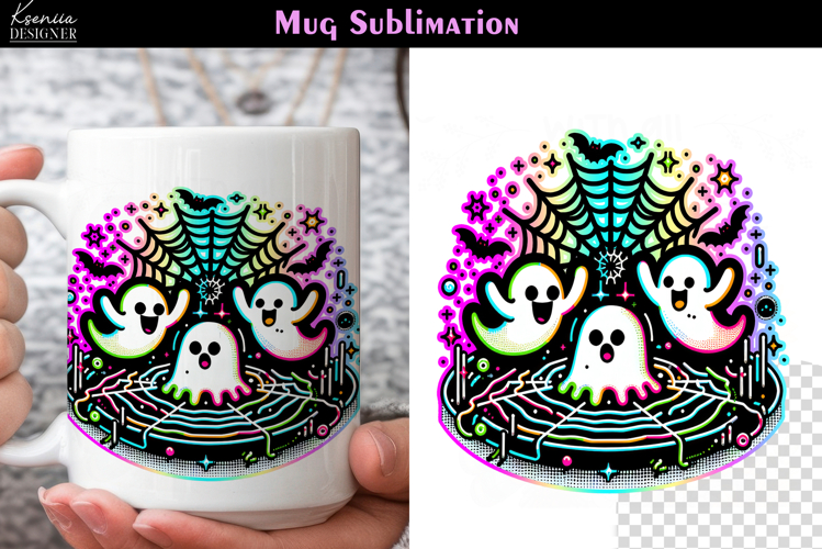 Cute Halloween Ghost | Iridescent Neon Halloween Coffee Mug