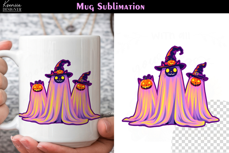 Cute Halloween Ghost | Iridescent Neon Halloween Coffee Mug