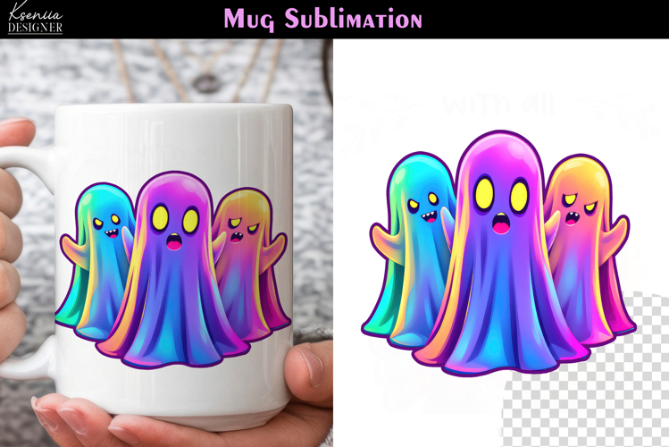 Cute Halloween Ghost | Iridescent Neon Halloween Coffee Mug