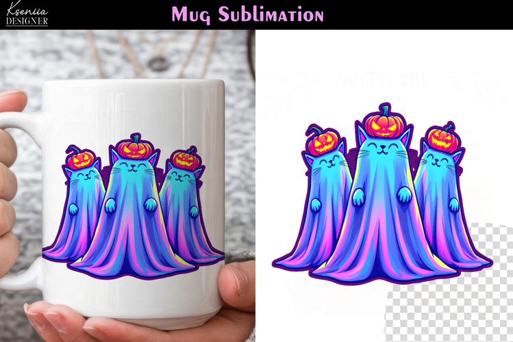 Cute Halloween Ghost | Iridescent Neon Halloween Coffee Mug