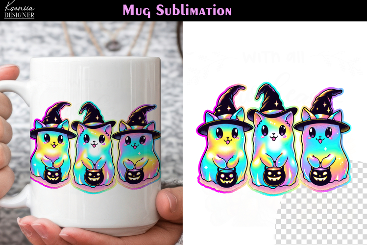 Cute Halloween Ghost | Iridescent Neon Halloween Coffee Mug