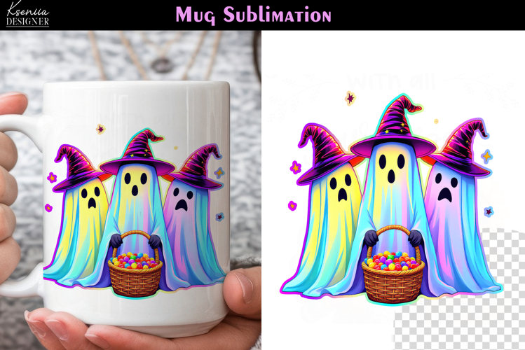 Cute Halloween Ghost | Iridescent Neon Halloween Coffee Mug