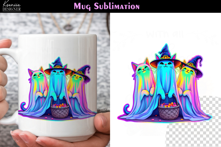 Cute Halloween Ghost | Iridescent Neon Halloween Coffee Mug