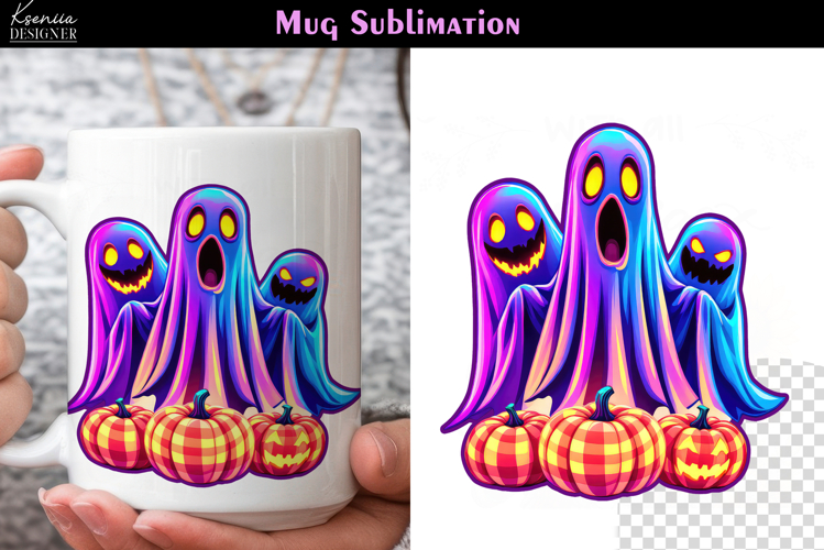 Cute Halloween Ghost | Iridescent Neon Halloween Coffee Mug