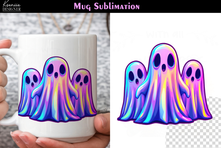 Cute Halloween Ghost | Iridescent Neon Halloween Coffee Mug