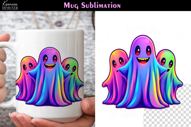 Cute Halloween Ghost | Iridescent Neon Halloween Coffee Mug