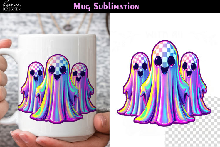 Cute Halloween Ghost | Iridescent Neon Halloween Coffee Mug