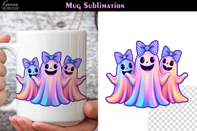 Cute Halloween Ghost | Iridescent Neon Halloween Coffee Mug