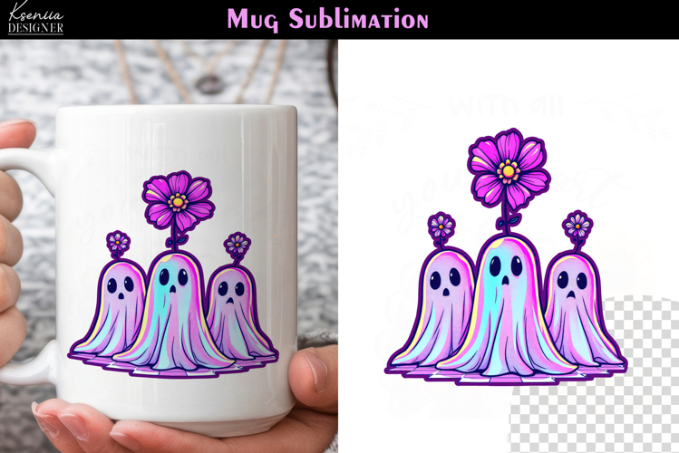Cute Halloween Ghost | Iridescent Neon Halloween Coffee Mug