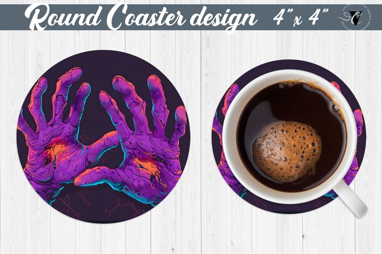 Round Coaster | Halloween sublimation | Neon