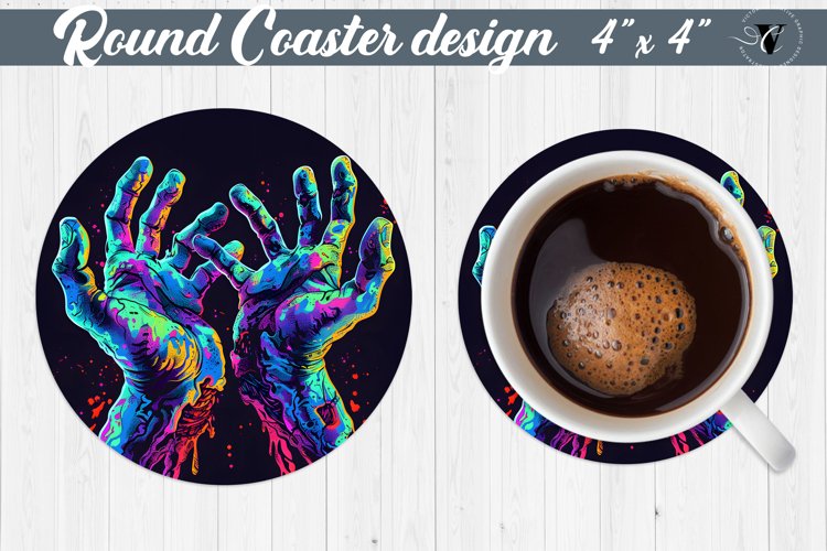 Round Coaster | Halloween sublimation | Neon