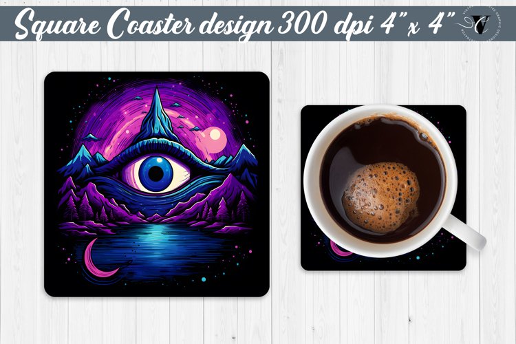 Square Coaster | Neon | Halloween coaster example image 1