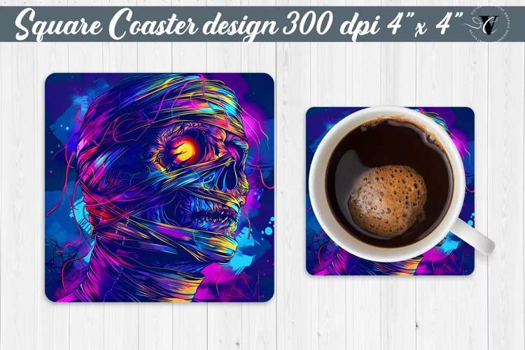 Square Coaster | Neon | Halloween coaster