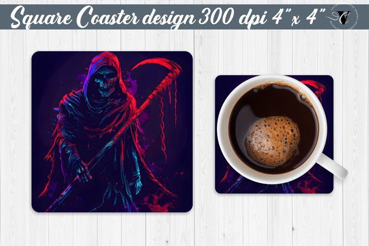 Square Coaster | Neon | Halloween coaster example image 1