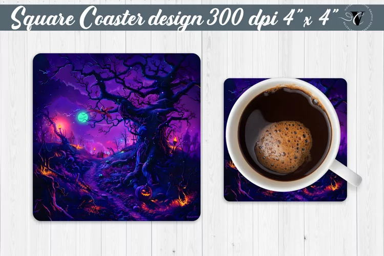 Square Coaster | Neon | Halloween coaster