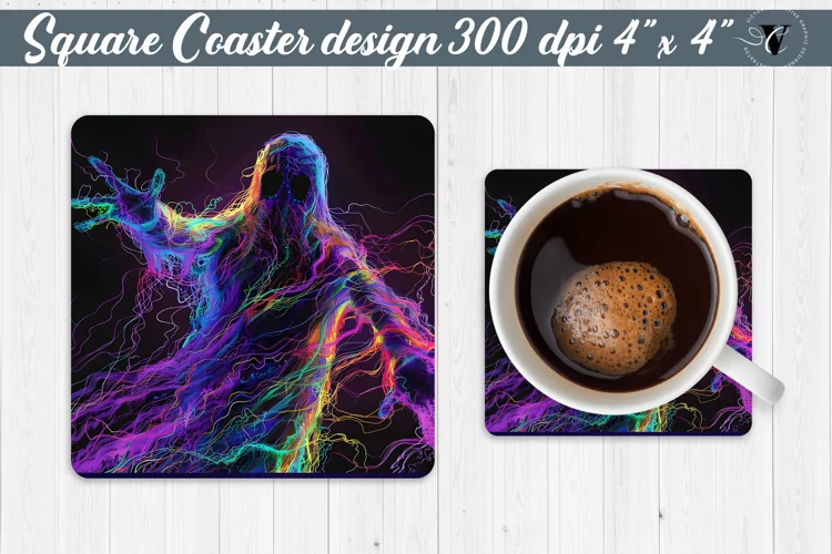 Square Coaster | Neon | Halloween coaster