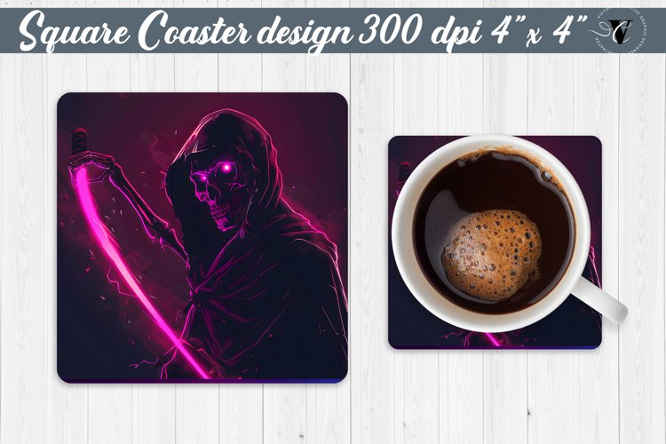 Square Coaster | Neon | Halloween coaster example image 1