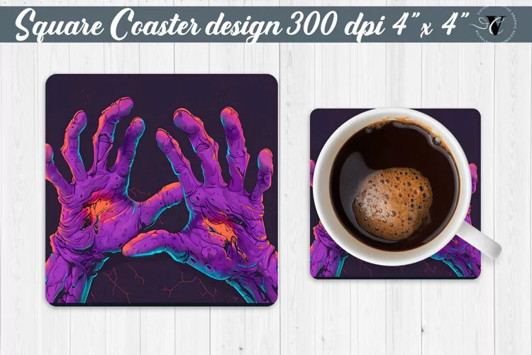Square Coaster | Neon | Halloween coaster