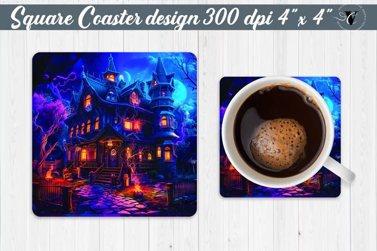 Square Coaster | Neon | Halloween coaster