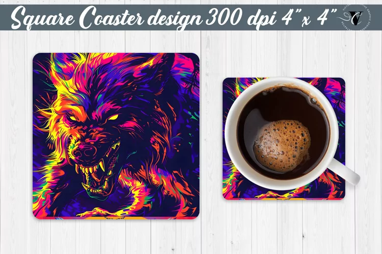 Square Coaster | Neon | Halloween coaster