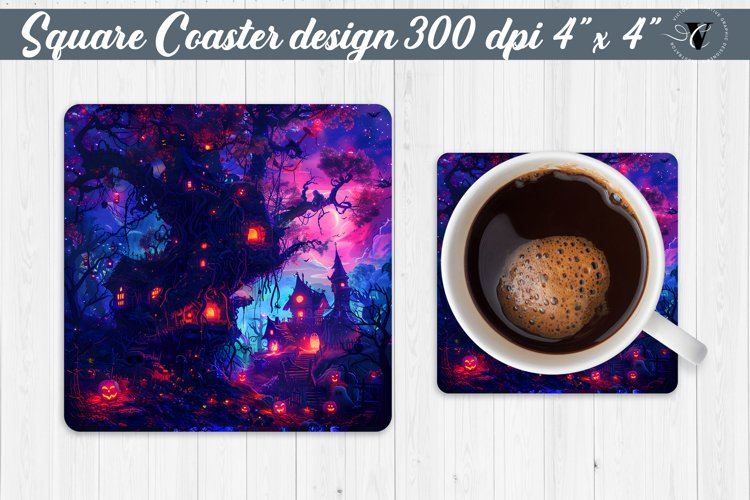 Square Coaster | Neon | Halloween coaster