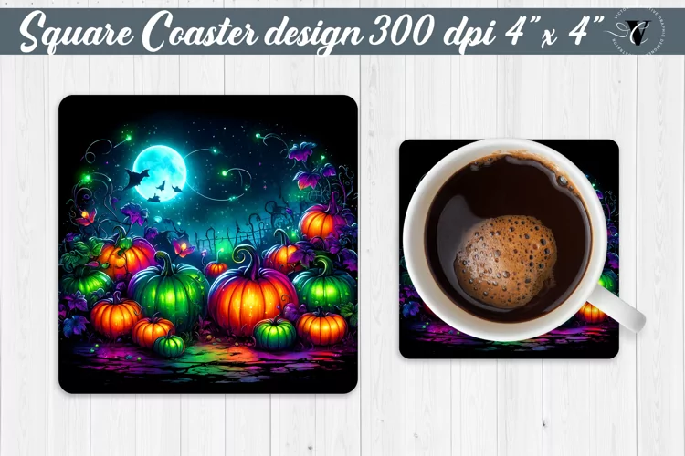 Square Coaster | Neon | Halloween coaster
