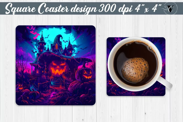 Square Coaster | Neon | Halloween coaster