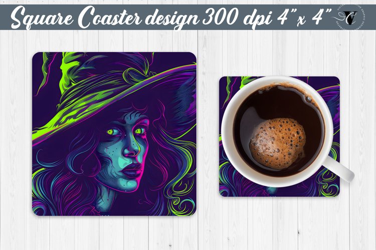 Square Coaster | Neon | Halloween coaster example image 1