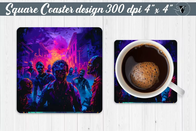 Square Coaster | Neon | Halloween coaster