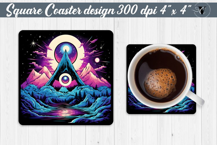 Square Coaster | Neon | Halloween coaster example image 1