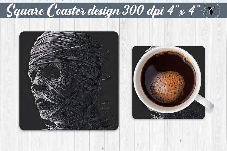 Square Coaster | Neon | Halloween coaster example image 1