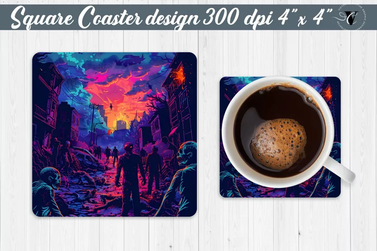 Square Coaster | Neon | Halloween coaster