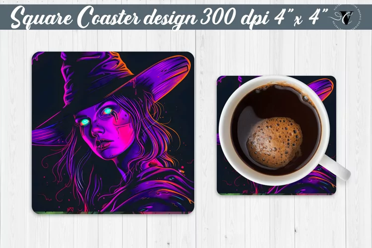 Square Coaster | Neon | Halloween coaster