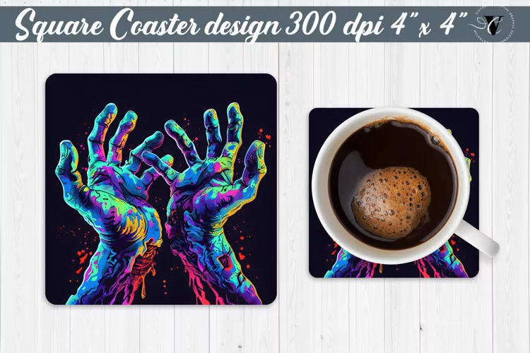 Square Coaster | Neon | Halloween coaster