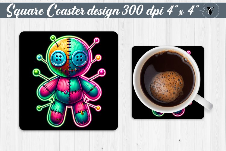 Square Coaster | Neon | Halloween coaster example image 1