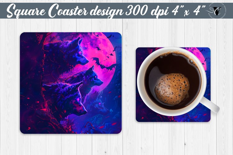 Square Coaster | Neon | Halloween coaster