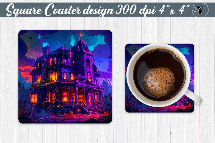 Square Coaster | Neon | Halloween coaster