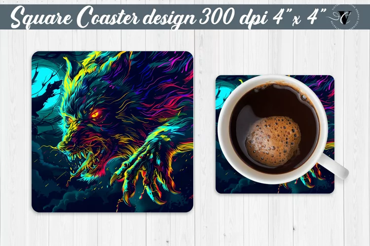 Square Coaster | Neon | Halloween coaster