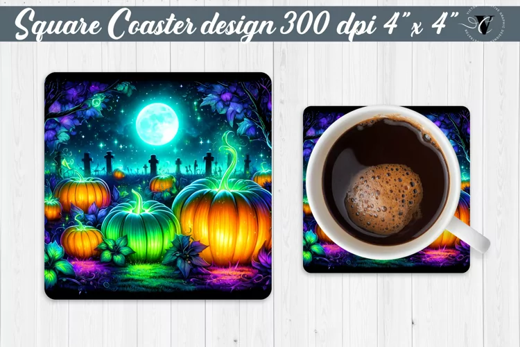 Square Coaster | Neon | Halloween coaster